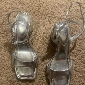 ASOS Silver Strappy Women’s Wide Block Heels